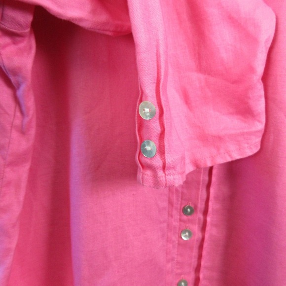Habitat Button Down Shirt Women XL Pink 100% Linen Blouse Top Casual Preppy 236 - Picture 7 of 10
